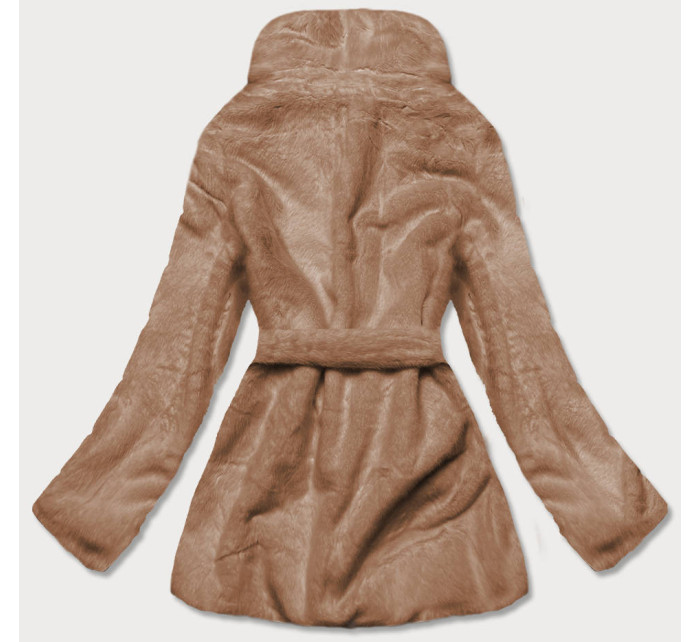 Hnědá dámská bunda - kožíšek s límcem (GSQ2166)