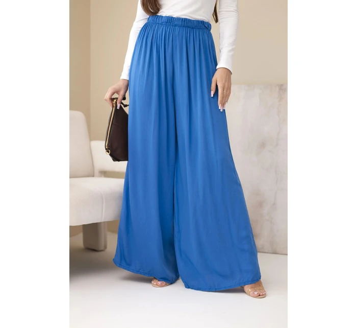 Dámské viskózové široké kalhoty s gumou v pase model 21924570 - K-Fashion