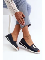 Dámské lodičky s ozdobou z ekokože tmavě modré Biolita