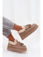 Dámské sněhule na platformě s kožíškem a třásněmi béžové Ferayne Dámské sněhule na platformě s kožíškem a třásněmi béžové Ferayne