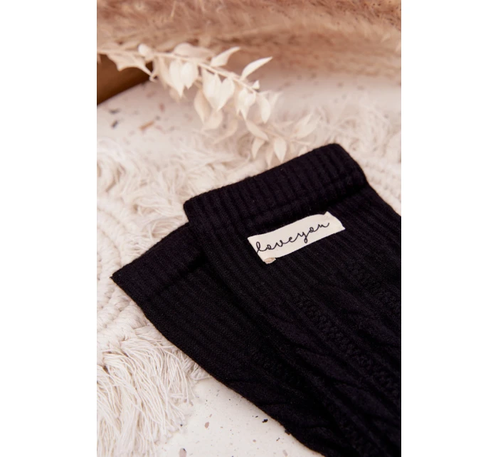 Teplé dámské ponožky s vlnou – černé