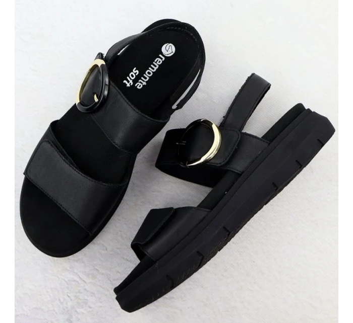 Dámské kožené sandály na platformě černé model 21904806 - Remonte