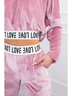 Velurová souprava s kapucí pudrově růžová Velurová souprava s kapucí pudrově růžová