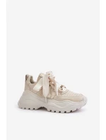 Dámské Kožené Tenisky Béžové model 21671647 - CheBello