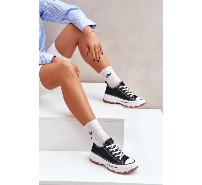 Nízké dámské tenisky na platformě černé Aradwin Nízké dámské tenisky na platformě černé Aradwin