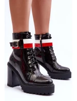 Masivní Kůže Boty Na Sloupku Černé Adrijana Masivní Kůže Boty Na Sloupku Černé Adrijana