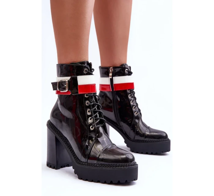 Masivní Kůže Boty Na Sloupku Černé Adrijana Masivní Kůže Boty Na Sloupku Černé Adrijana