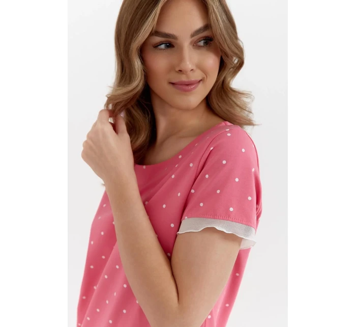 Dámská noční košile model 21236215 Růžová s bílou vzor - Cana Dámská noční košile model 21236215 Růžová s bílou vzor - Cana