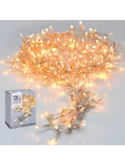 VÁNOČNÍ STROMEK SVĚTELNÝ ŘETĚZ 120 VEDL TEPLÁ BÍLÁ PRŮHLEDNÝ DRÁT