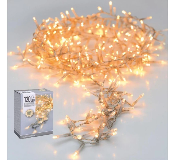 VÁNOČNÍ STROMEK SVĚTELNÝ ŘETĚZ 120 VEDL TEPLÁ BÍLÁ PRŮHLEDNÝ DRÁT