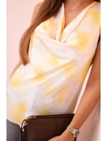 Dámská saténová halenka s vodním výstřihem žlutý Dámská saténová halenka s vodním výstřihem žlutý