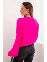 Svetr dámský z mohairu s bufáčovými rukávy malinová