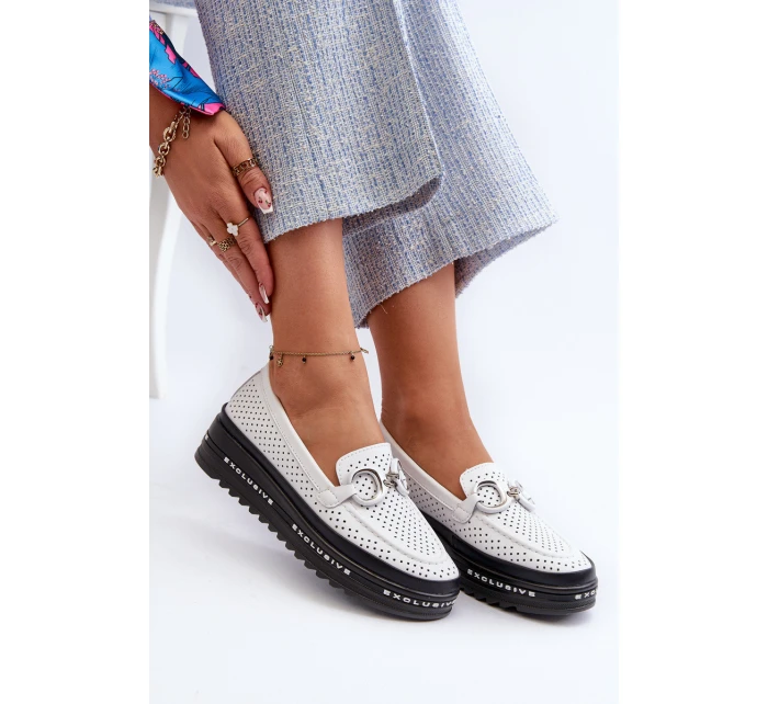 kožené mokasíny na platformě s ozdobou model 21660279 - S.Barski