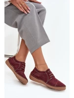 Kožené dámské polobotky s prošíváním model 21710433 bordó - Artiker Kožené dámské polobotky s prošíváním model 21710433 bordó - Artiker