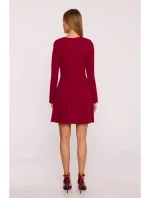 Šaty s záhyby bordó model 21295924 - Moe Šaty s záhyby bordó model 21295924 - Moe