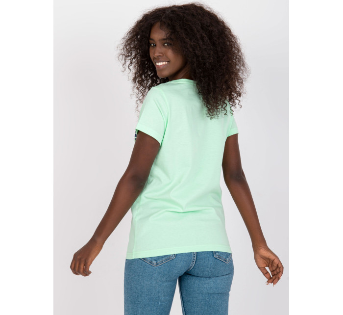 Světle zelené dámské tričko s letním potiskem