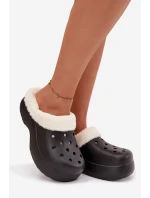 Dámské pěnové pantofle zateplené kožíškem – černé Palvine Dámské pěnové pantofle zateplené kožíškem – černé Palvine