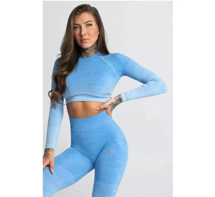 Dámský Crop-Top s dlouhým rukávem Ombre - Gym Glamour