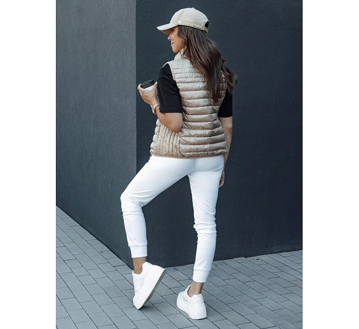 Dámská prošívaná vesta se stojáčkem TY4439 béžová  - FashionStreet