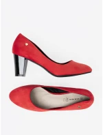 Jedinečné  lodičky červené dámské na širokém podpatku