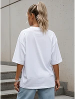 Koszulka damska oversize z nadrukiem bawełniana biała model 22264289 - FashionStreet