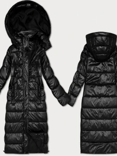 Černá dlouhá prošívaná bunda pro přechodné období s kapucí model 21439608 - HONEY WINTER