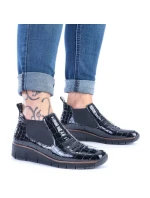 Kožené boty z hadí kůže Rieker W R474 černé Kožené boty z hadí kůže Rieker W R474 černé