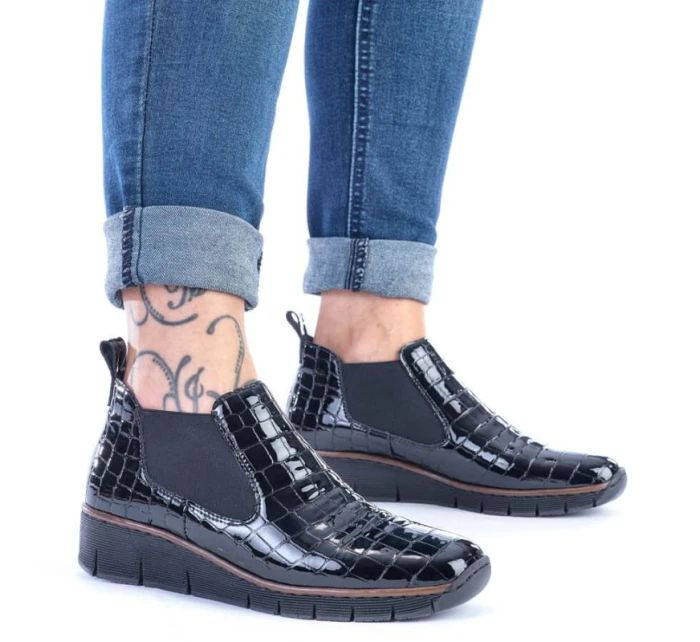Kožené boty z hadí kůže Rieker W R474 černé Kožené boty z hadí kůže Rieker W R474 černé