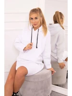 Šaty s kapucí a bočním rozparkem bílé