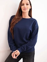 Dámská mikina s okrouhlým výstřihem basic z bavlny modrá