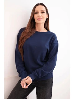 Dámská mikina s model 21494931 výstřihem basic z bavlny modrá - K-Fashion