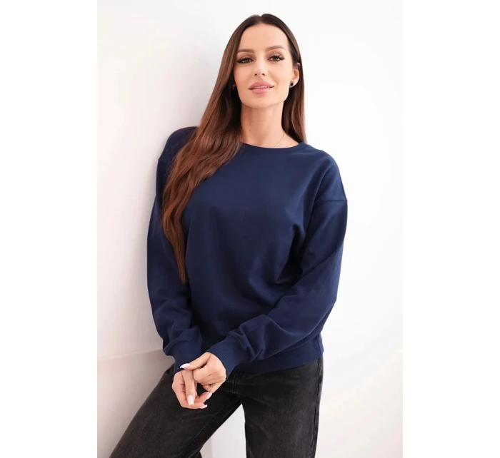 Dámská mikina s model 21494931 výstřihem basic z bavlny modrá - K-Fashion