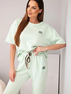 Dámský viskózový máslový komplet s krátkým rukávem a kalhotami s nohavicí model 22048861 - K-Fashion