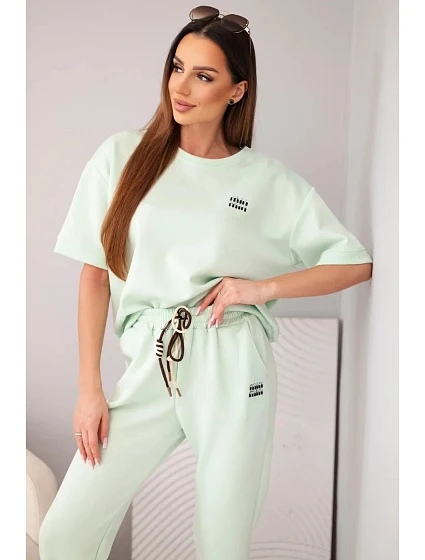 Dámský viskózový máslový komplet s krátkým rukávem a kalhotami s nohavicí model 22048861 - K-Fashion