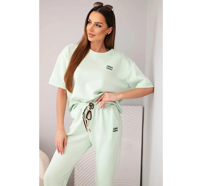 Dámský viskózový máslový komplet s krátkým rukávem a kalhotami s nohavicí model 22048861 - K-Fashion