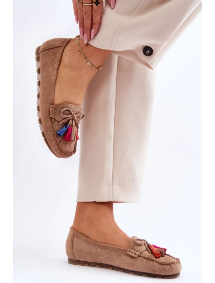 Semišové Mokasíny S Mašlí A Tmavě béžová model 21623165 - Boto Semišové Mokasíny S Mašlí A Tmavě béžová model 21623165 - Boto