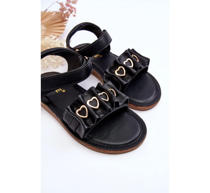 Dětské sandály se suchým zipem srdce Černá Havana