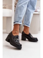 Zazoo 20175 Lakované Polobotky Dámské Na Podpatku Přírodní Kůže Černé