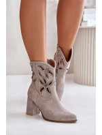 Semišové Prodyšné Botky Na Podpatku Kávové Lewski 3629