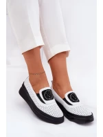 Dámské Kožené Mokasíny Na Platformě A Klínu Bílé model 21686687 - VINCEZA