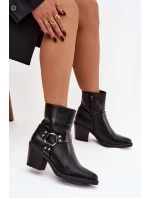 Zateplené dámské kotníkové boty na podpatku s ozdobným černé model 21758914 - Boto Zateplené dámské kotníkové boty na podpatku s ozdobným černé model 21758914 - Boto