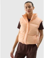 Dámská péřová vesta s výplní ze model 20437808 peří oranžová - 4F Dámská péřová vesta s výplní ze model 20437808 peří oranžová - 4F