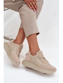 Dámské kožené tenisky na platformě Artiker – béžové