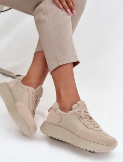 Dámské kožené tenisky na platformě Artiker  – béžové