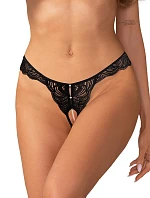 Dámská tanga Trinise Crotchless Thong černé - Obsessive
