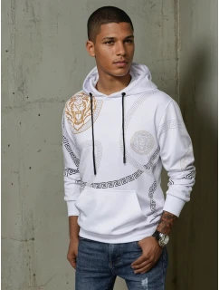 Pánská mikina s kapucí s potiskem bílá FashionStreet BX5574