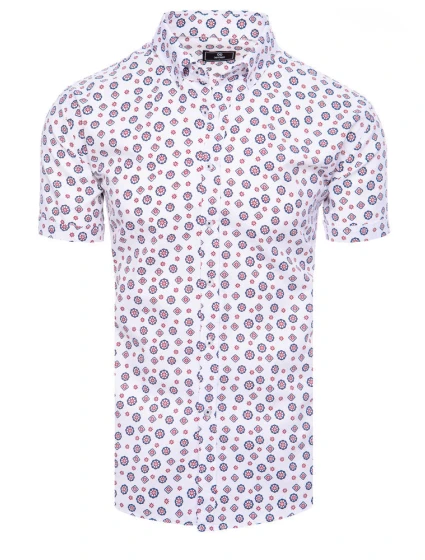 Pánská bílá košile s krátkým rukávem FashionStreet KX1021 Pánská bílá košile s krátkým rukávem FashionStreet KX1021