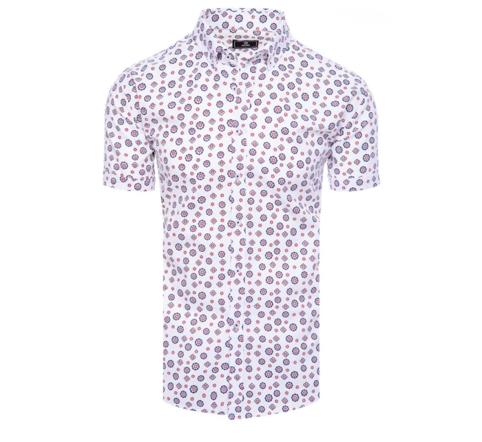 Pánská bílá košile s krátkým rukávem FashionStreet KX1021 Pánská bílá košile s krátkým rukávem FashionStreet KX1021