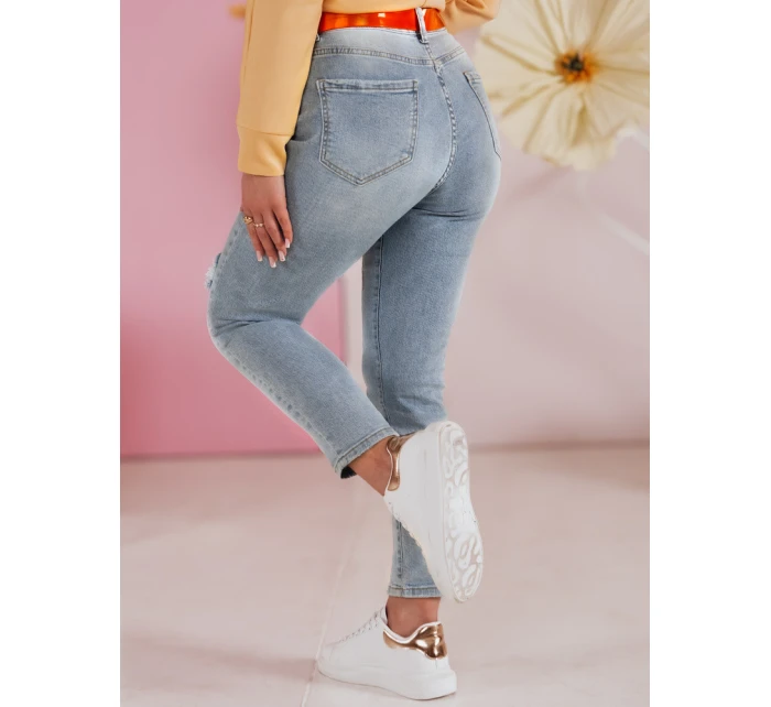 Dámské džínové kalhoty slim fit s páskem GIRLHOOD modré FashionStreet UY2484