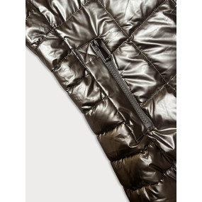 Metalická dámská bunda J Style v barvě starého zlata s kapucí (16M9120-403)